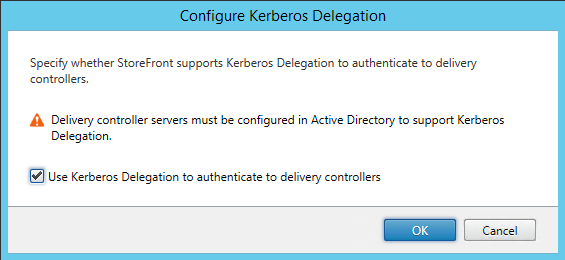 StoreFront - Store Configure Kerberos Delegation